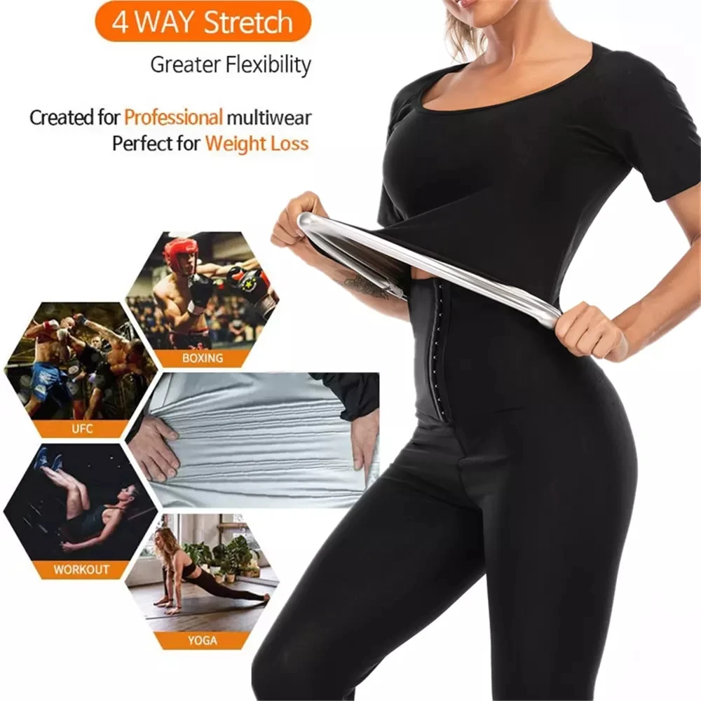 2021 Sweat Shaper Sauna Sweat To Lose Weight Woman Shirts Fat Burning Waist Trainer Body Shaper Tummy Sauna Fitness Bielizna Modelująca