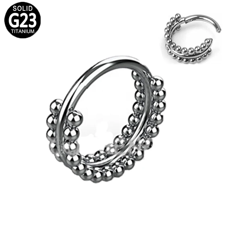 G23 Titanium Body Jewelry 8/10 MM Chrząstki Piercing Biżuteria Koraliki Dwustronne Boczna Strona Zawiasach Segment Zatrzaskowe Zawieszana Przegroda