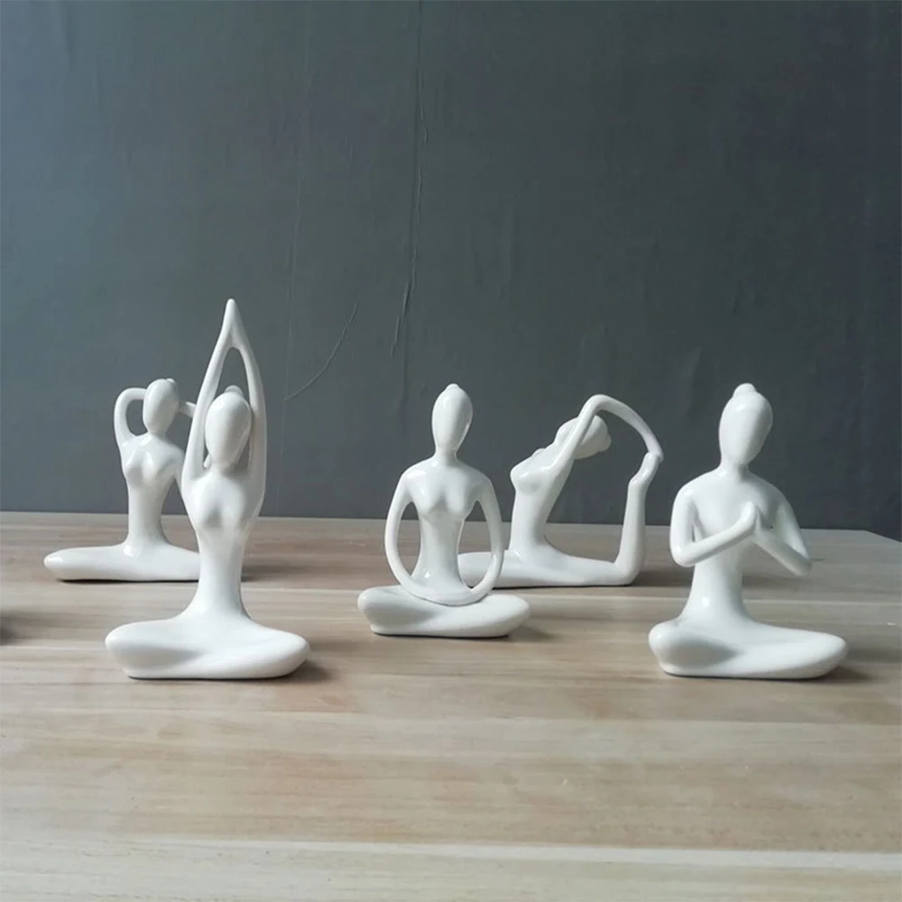 18 Stylów Białe Ceramiczne Figurki Jogi Miniatury Jogi Streszczenie Statuetki Jogin Statuetki Jogin Dziewczyna Domowa Łazienka Stół rzemiosło