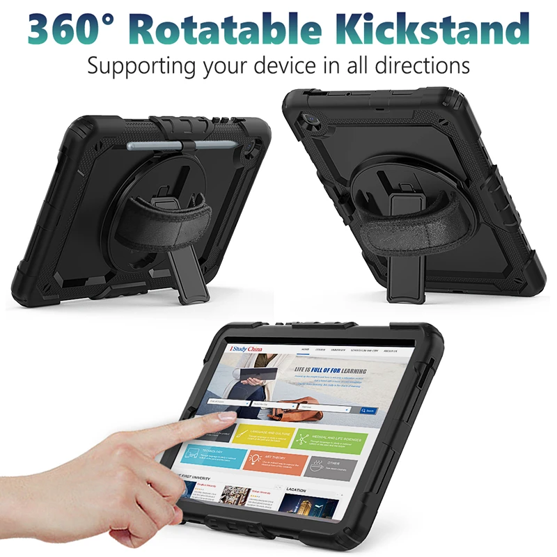 360 Obrót Ręczny Pasek i Uchwyt Silikonowy Pokrowiec Do tabletu Samsung Galaxy Tab S6 Lite 10.4 Case 2020 P610 P615 etui