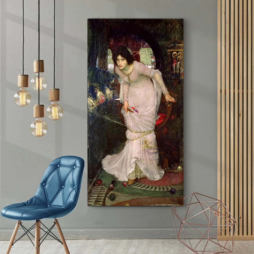 Цитон William Waterhouse《Lady of Shalott, 1894》Płótnie Obraz Olejny grafika Plakat Obraz Ścienny Dekor Główny Salon Dekoracji
