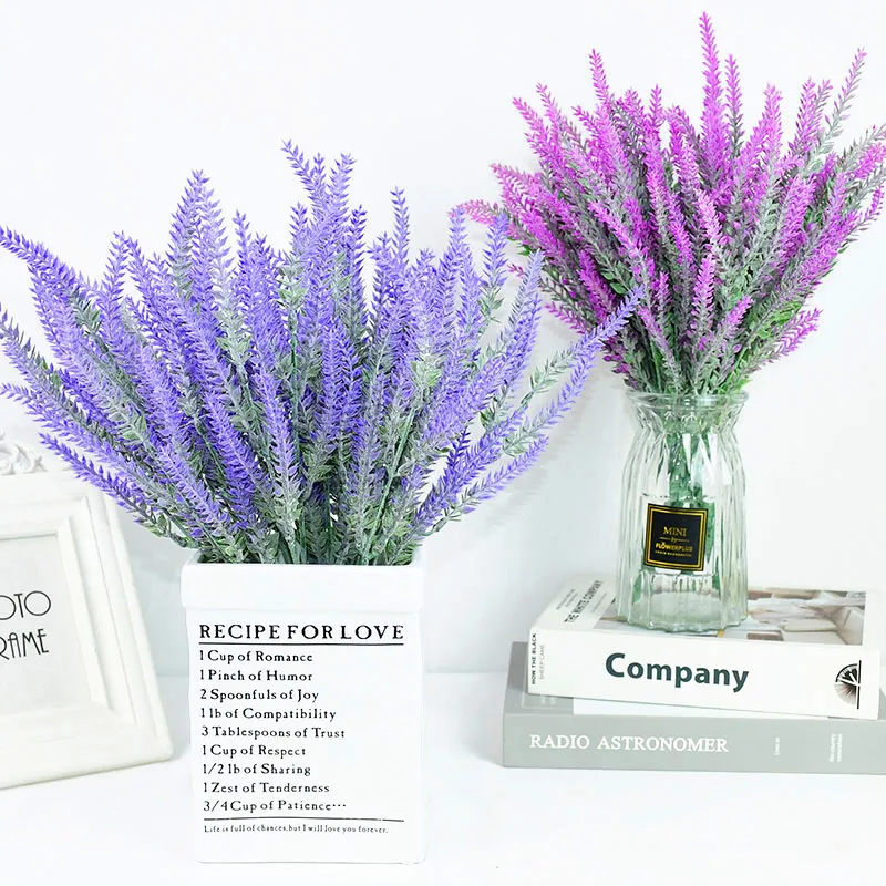 1 Zestaw Romantyczny Provence Lavender Sztuczne Kwiaty Fioletowy Fałszywy Fabryka Wazon Kwiatowy Bukiet dla Domu Dekoracji Ślubnej Imprezy