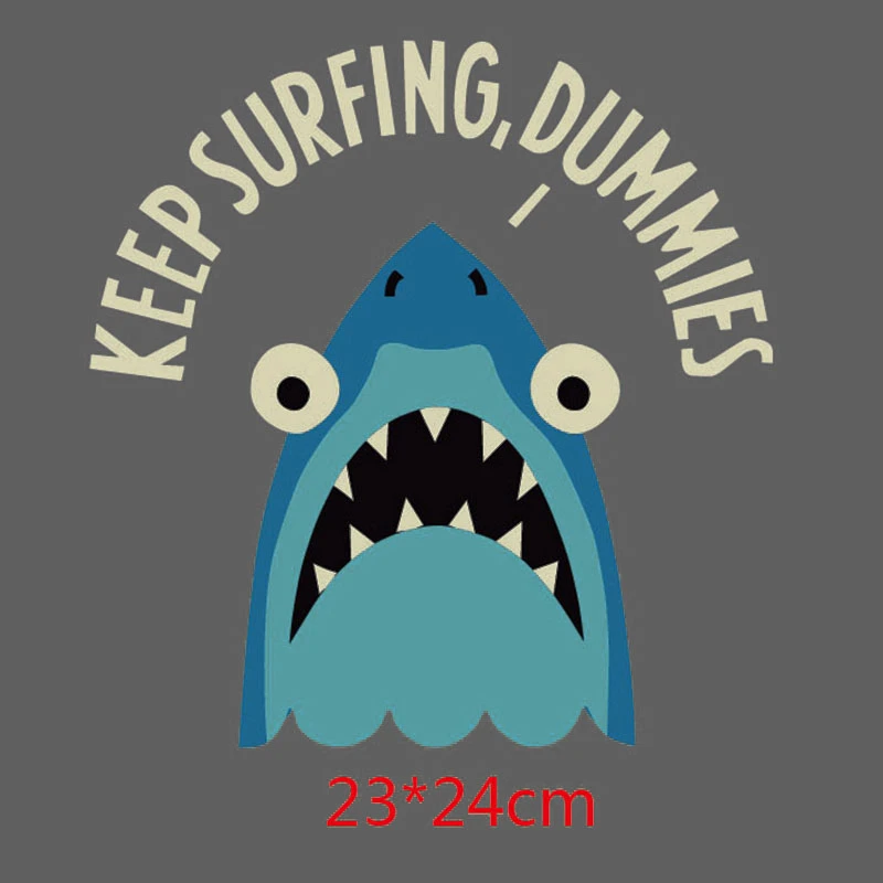 Moda Crazy Shark Weekend Żelazko Na Łatach, Naklejki do prania Aplikacje A-level Patch Ciepła Dla DIY t-shirt Akcesoria