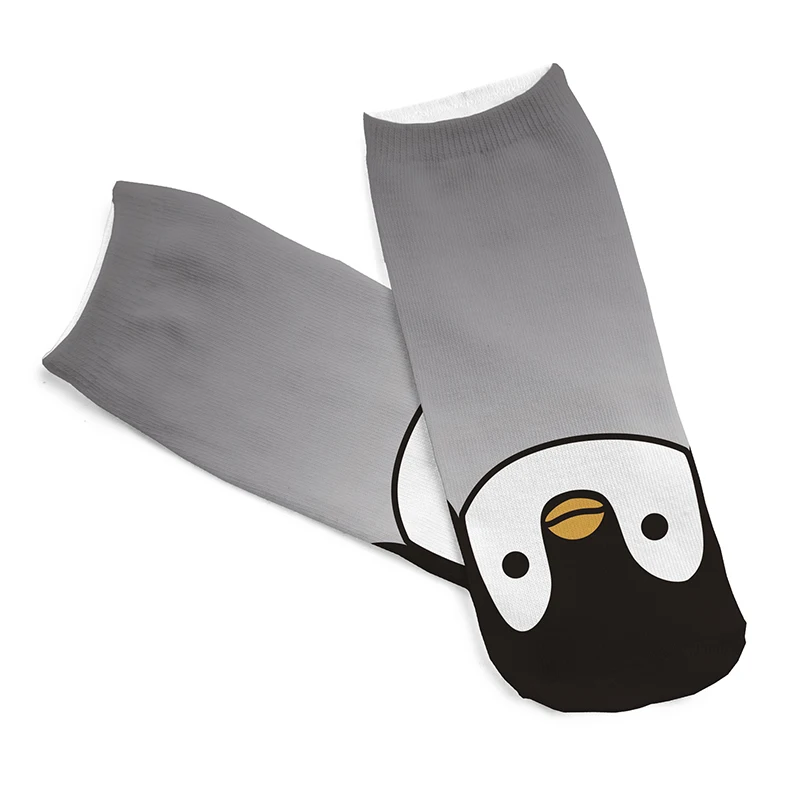 1 para Nowy 3D Pingwin Zwierząt Drukowanych skarpety Mężczyźni Nowy Unisex Ładny Niski rurowy Dekolt Kostki Skarpety Miękki Poliester skarpety Charakter Losowy