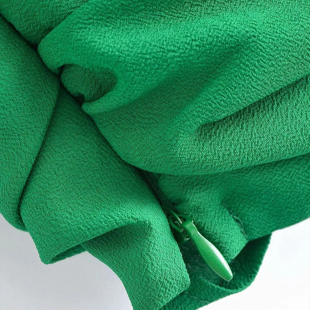 Za Women ' s 2021 Summer New Fashion Temperament Zielony Retro Wiązane Węzłem Z Wysokim Stanem Pępek Koszula Z Długim Rękawem All-match Top