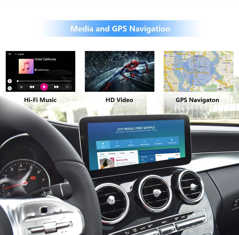Samochodowy Bezprzewodowy Odtwarzacz z podzielonym ekranem Do Buick Regal 2018 2019 2020 Android 9.0 Apple Carplay Ai Box 4+32G iPhone Cast Mirroring