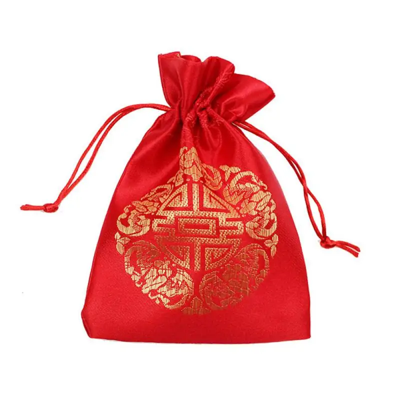 1 Multi Size New Year Blessing Bag Red Peace Wedding Candy Bag Jewelry Bag Cotton Packaging Gift Bag Torba Sznurek Small Bag