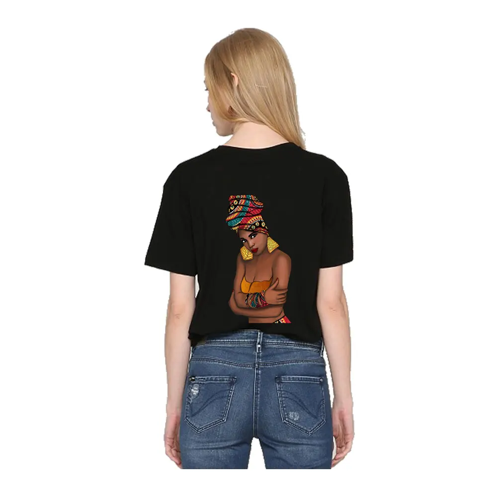 Kolorowe Afrykańska Lady Ciepła Naklejki Żelazko Na Biegu Do Ubrań Koszulka Bluza DIY Ciepła Winylowe Akcesoria Do Ubrań