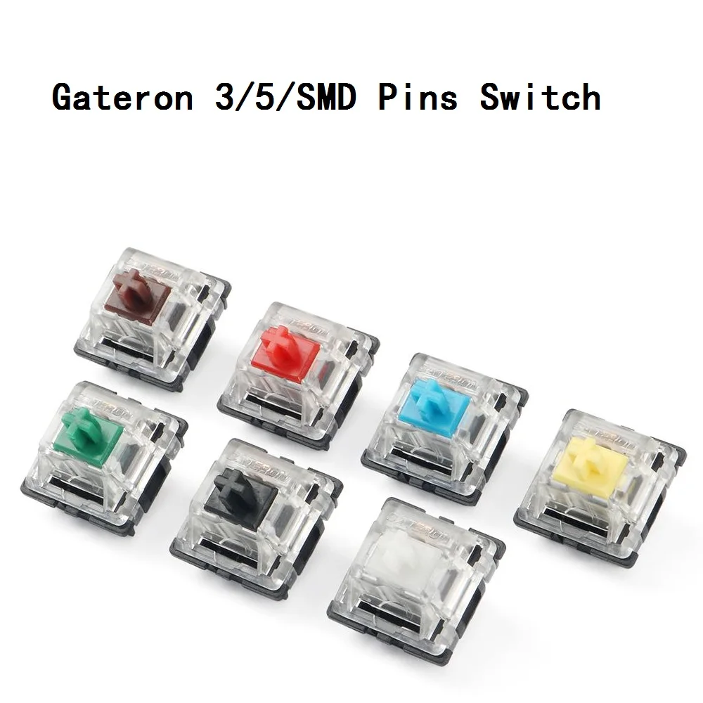 Gateron Switch 10 SZT 3 Pin i 5 Pin SMD Patch Mechaniczny Przełącznik Klawiatury Czarny Niebieski Czerwony Brązowy Zielony Żółty Biały RGB Przycisk Matowy
