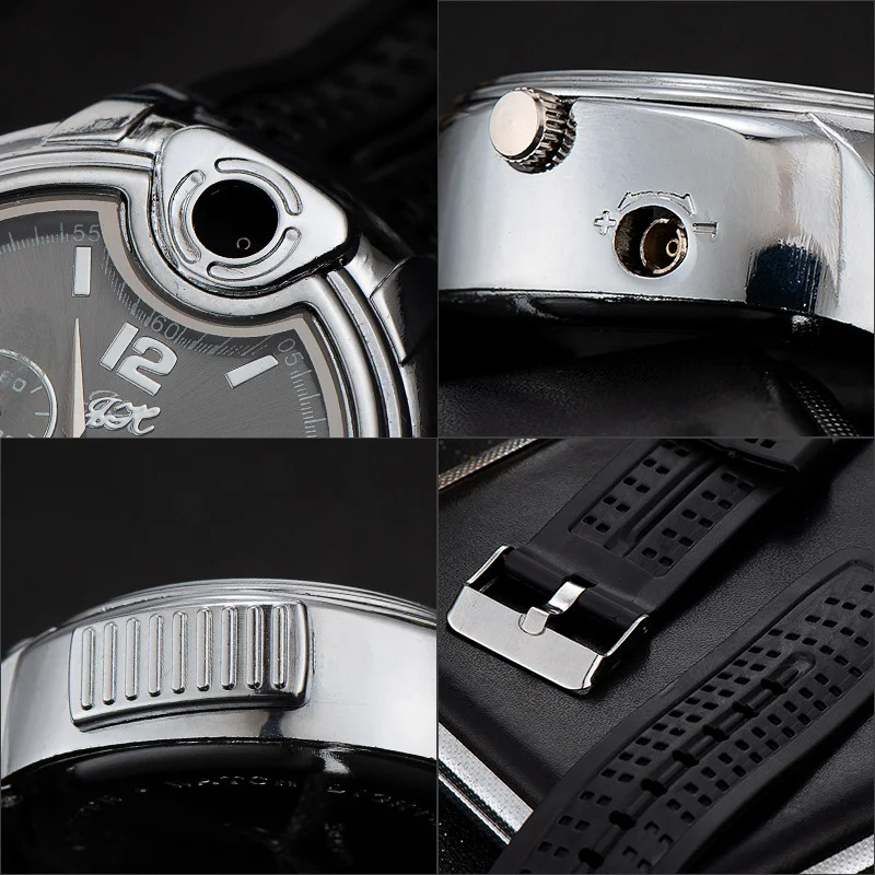 Watch Style Metal Open Flame Lighter Creative Men ' s Sports Open Flame Watch Lighter Dmuchany Regulowany Fmale Encendedor