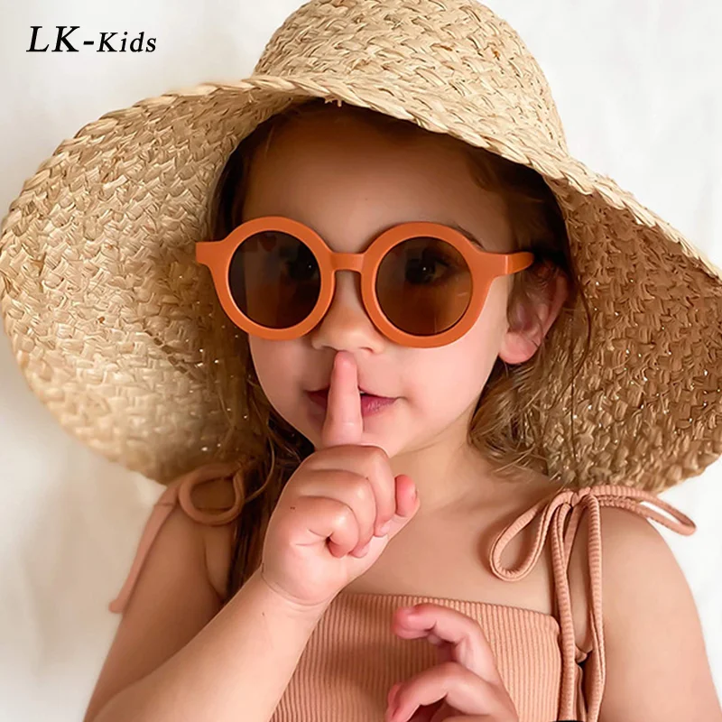 LongKeeper Vintage Ins Style Okrągłe okulary dla Dzieci Dzieci Dziewczyny Chłopcy Zewnętrzne Przeciwsłoneczne UV Ochrona Śliczne Okulary Gafas Oculos