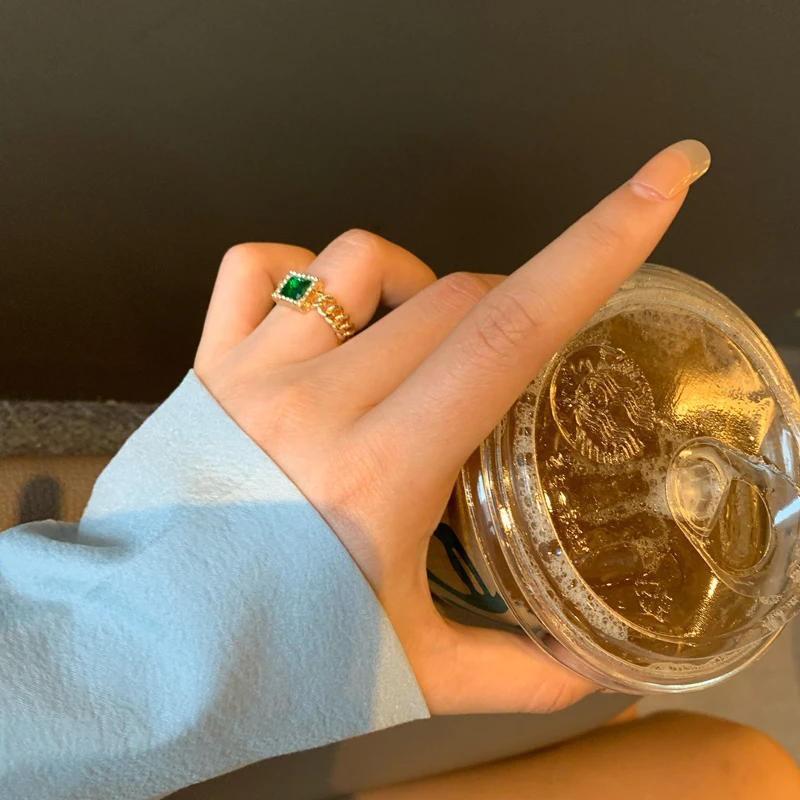 Bilandi Nowoczesne Biżuteria Wysokiej Jakości Zielonego Szkła Pierścienie Delikatny Błyszczący Kryształ Eleganckie Kobiety Palec Pierścień Dla Partii Prezenty