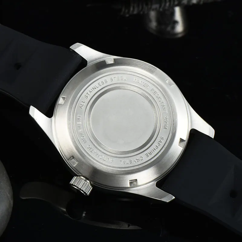 39 mm Top Męskie zegarek Mechaniczny czarna tarcza 200 m Wodoodporny Japonia NH35 Mechanizm Lśniącego szkło szafirowe zegarki zegarek