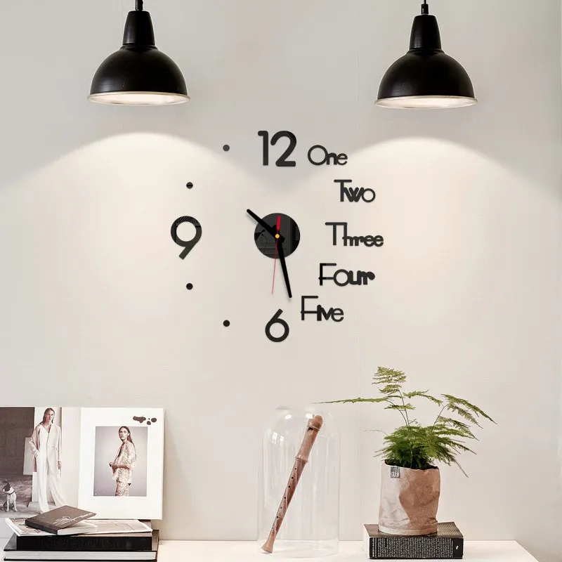 DIY Wall Clock 3D Digital Mirror Surface Sticker Home Office Decor Clock Mirror wall sticker clock Reloj de pared c50
