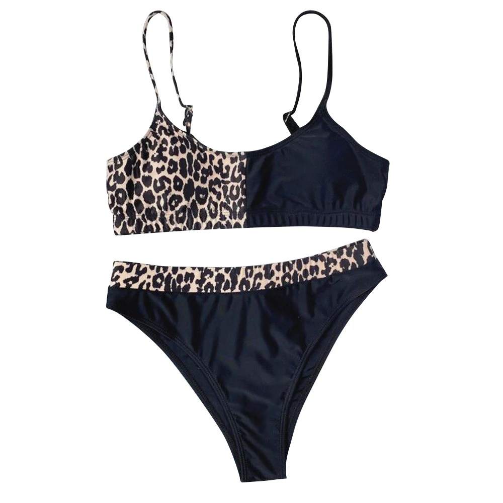 Strój Kąpielowy Nowy Bikini Leopard Print Szyć Kobiety Split Strój Kąpielowy Europejska, Amerykańska Moda Sexy Wysoka Talia Lato, Surfing Sport