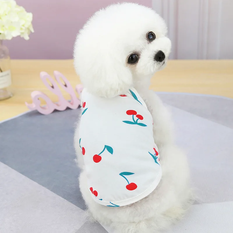 Pet Dog Clothes Solid Fruit Suspender Vests Clothing Dogs Cherry Print Super Small Clothing Cute Summer Thin White Ropa Perro