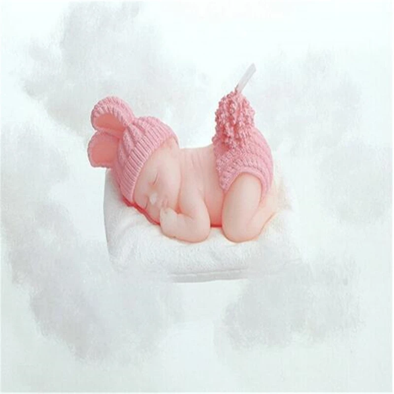 DIY Sleeping Baby Candle Blue/Pink 3D Party Decoration Hundred Days Wedding Cake Decoration Candles DIY Birthday Candle