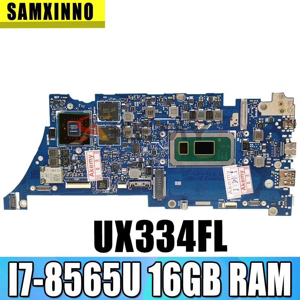 UX334F ASUS zenbook 13 UX334FL UX334F UX334 oryginalna płyta główna I7-8565U 16GB RAM UX334FL druku płyty głównej