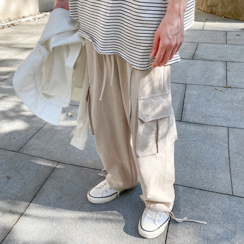 Ulica Japoński Odzież Bawełniana Bielizna Bezpośrednie Kombinezony Harajuku Casual Spodnie-Cargo Odzież Męska Koreański Hip-Hop Para Spodnie