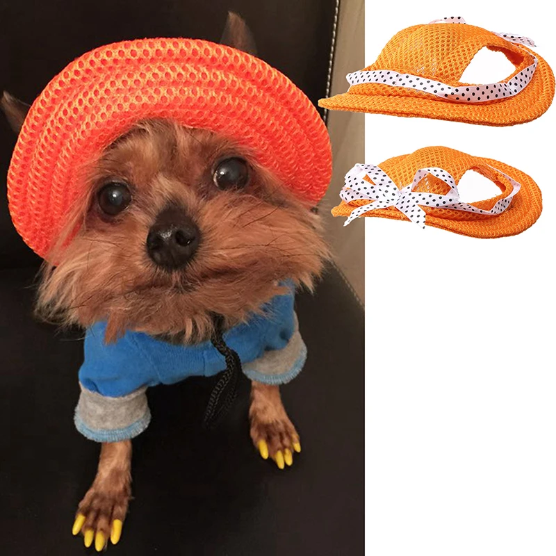Pet Dog Bow Princess Cap Oddychającym Summer Adjustable Round Sunhat Cloth Mesh Canvas Hat For Small Medium Dogs Caps Pet Products