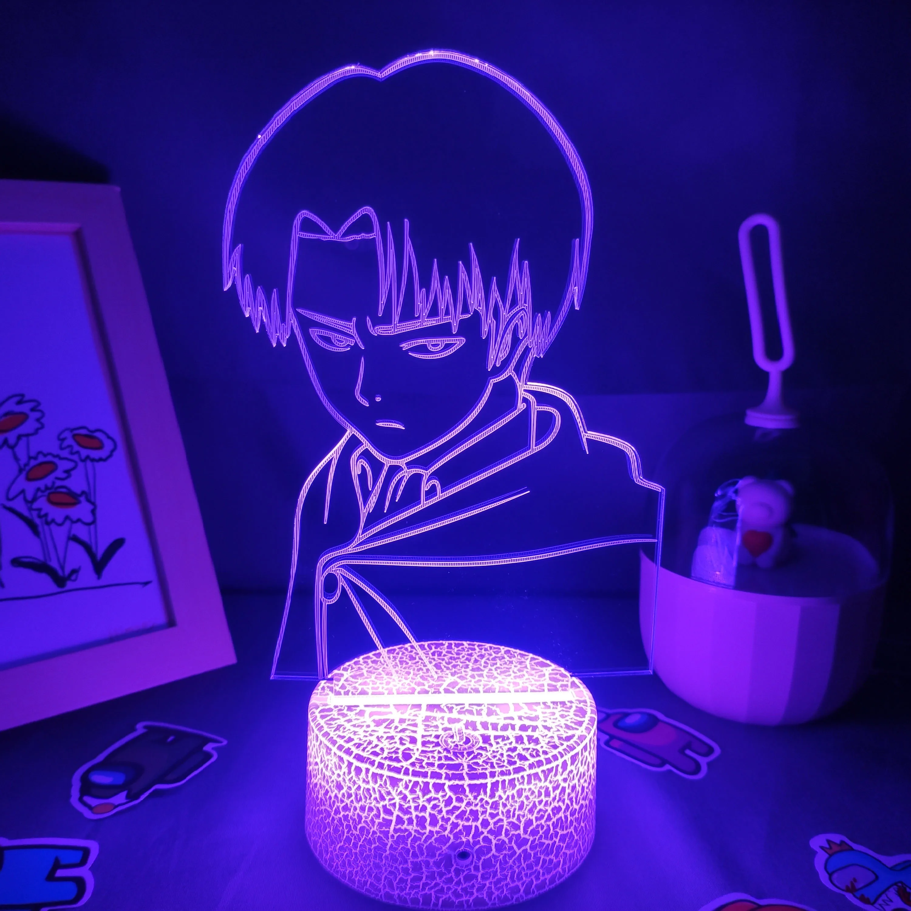 Atak na tytanie Anime Rysunek Kapitan Levi Ackerman Led 3D Nocne Światła Fajny Prezent Baterii Lawy Lampy Manga Sypialnia RGB Neon Wystrój