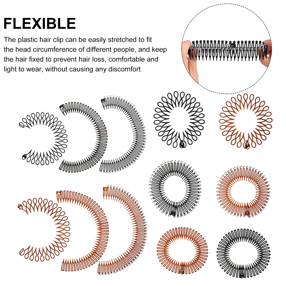 12pcs Plastikowe Koło Elastyczny Stretch Grzebień Do Włosów Opaska Uchwyt Taśmy Do Włosów