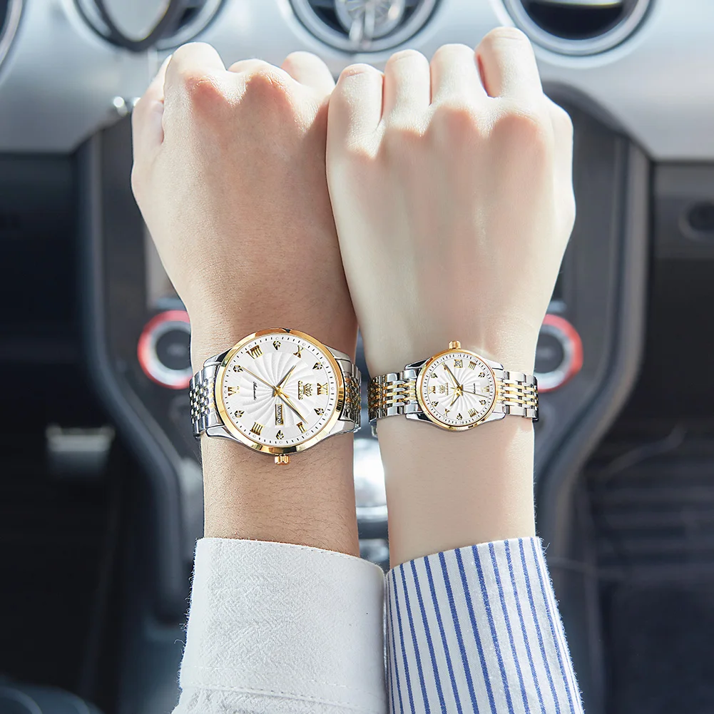 Markowe zegarki OLEVS pełni automatyczny zegarek mechaniczny zegarek mody wodoodporne męskie i damskie zegarki parzyste zegarek