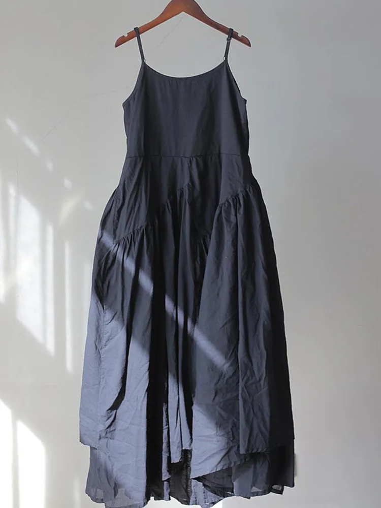 Siostra Reflektor Wspaniały Asymetryczne sukienki 2021 Lato Nowe Wolne sukienka bez rękawów z камзолом długości do kostki Codzienne sukienki damskie