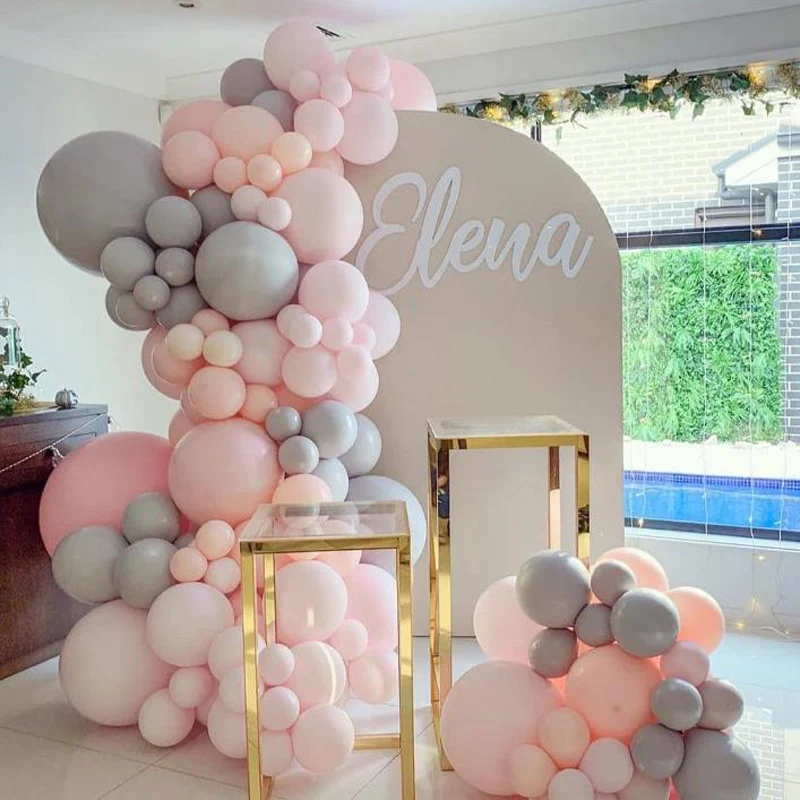 107 szt./kpl. Macaron Balloons Arch Kit Szary Różowy Balon Garland Różowe Złoto Konfetti Globos poprawiny Ozdoby Dusza Dziecka