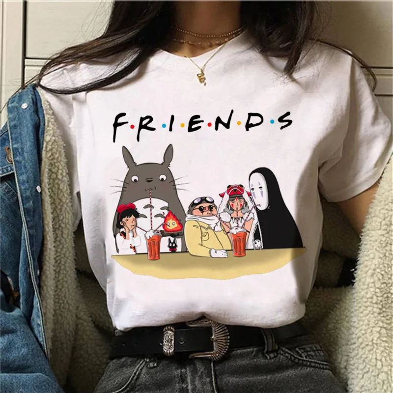 Totoro Kawaii Harajuku Kreskówka Mike Kobiety Słodkie Japońskie Anime Graficzny Vintage t-Shirt 90-tych Ullzang Koszulka Letnie Damskie Topy