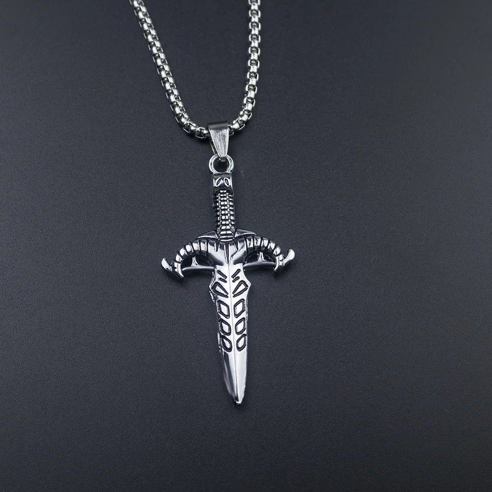 Nowa Moda Viking Nóż Miecz Zawieszenia Krzyż Łańcuch Krótkie Długie Męskie Damskie Kolor Srebrny Naszyjnik Biżuteria Prezent