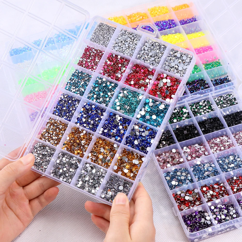 16500 szt./kpl. 2-5 mm Mix Color AB Rhinestone Resin Flat Back Colorful Glitter Gems Nail Art Decor & Jewelry Making Charms