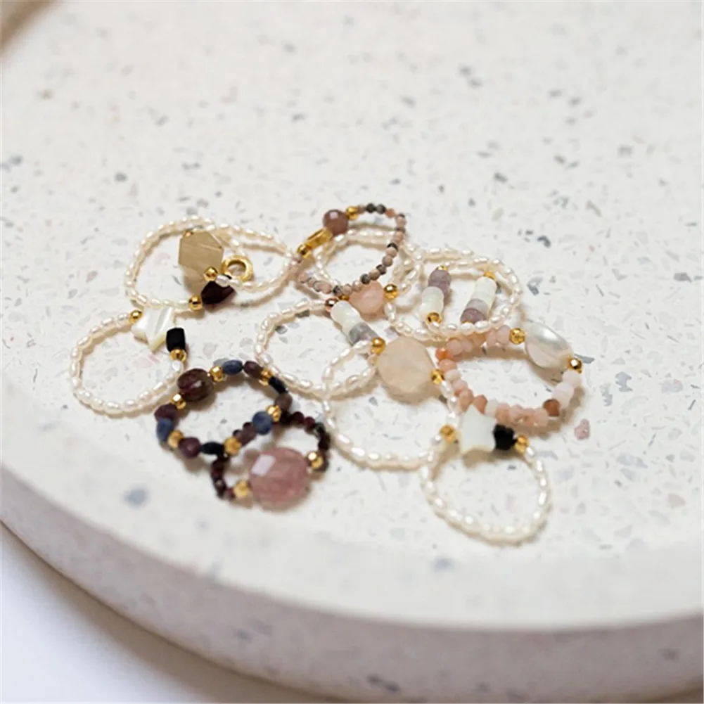 Słodkowodne perły Koraliki Pierścienie dla Kobiet Ręcznie Regulowany Kamień Naturalny Christmas Gift Pierścień Prezent Partii dla dziewczyn