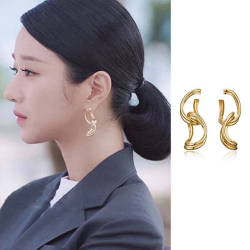 2021 moda nowe zakrzywione spersonalizowane Kolczyki Koreańskie eleganckie wysokiej jakości Kolczyki Wysokiej Jakości Słodka dziewczyna Retro Niepowtarzalny Stylowy