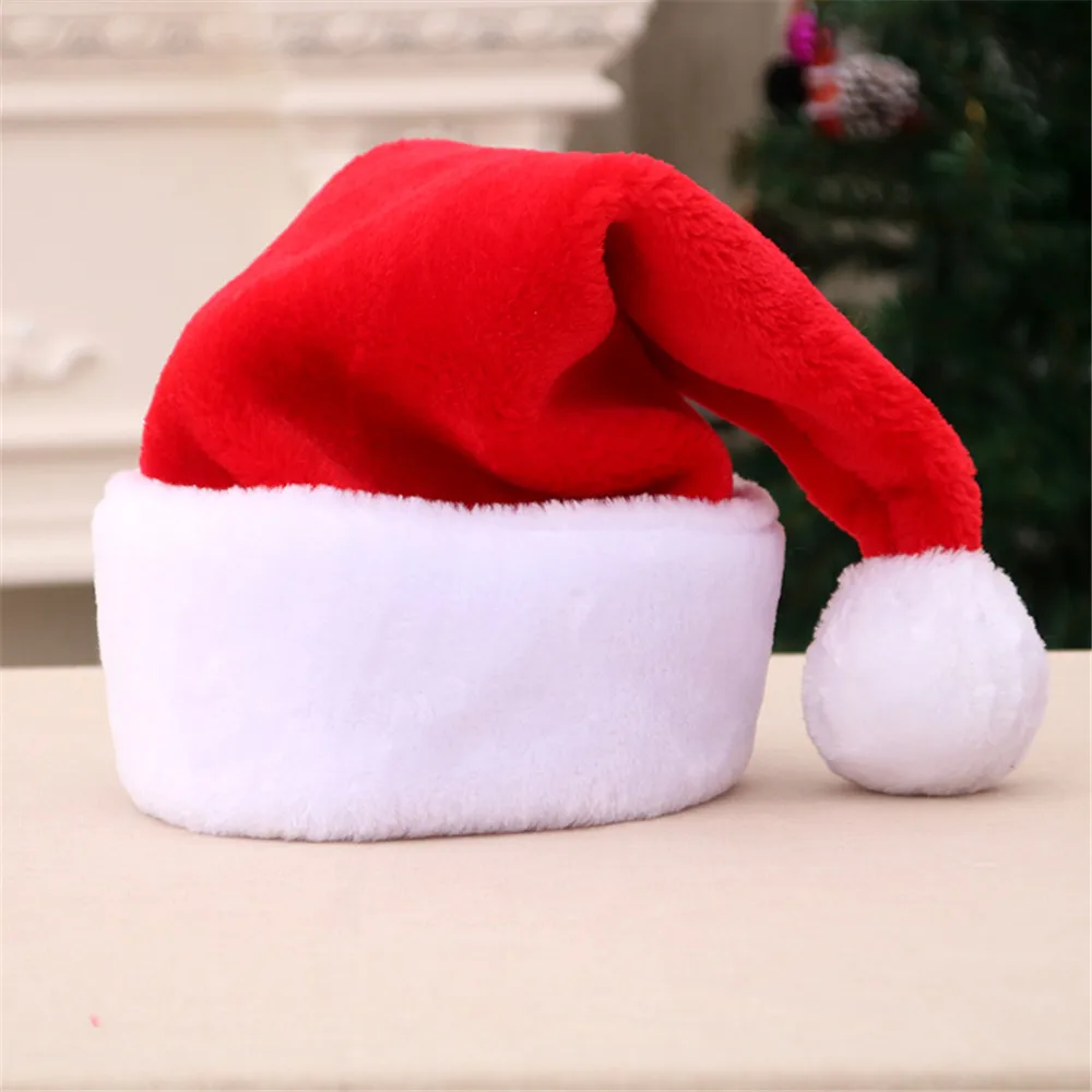 Opakowanie z 2 grubych dwuwarstwowych luksusowych pluszowych świątecznych czapek świętego mikołaja 86 g boże narodzenie kapelusz dla dorosłych