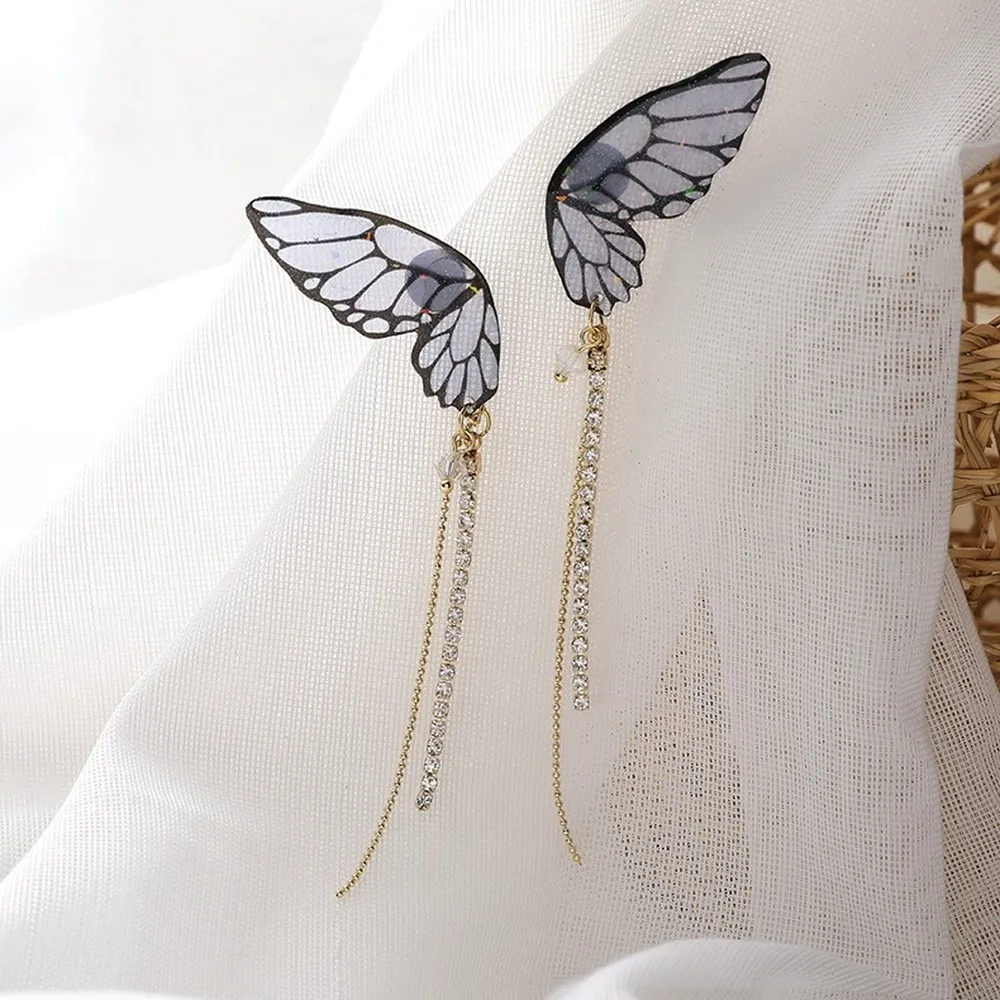 Nowa Moda Ręcznie Skrzydło Kolczyki Bajka Motyl Kobiety Rhinestone CZ Vintage, Dekoracje Ślubne