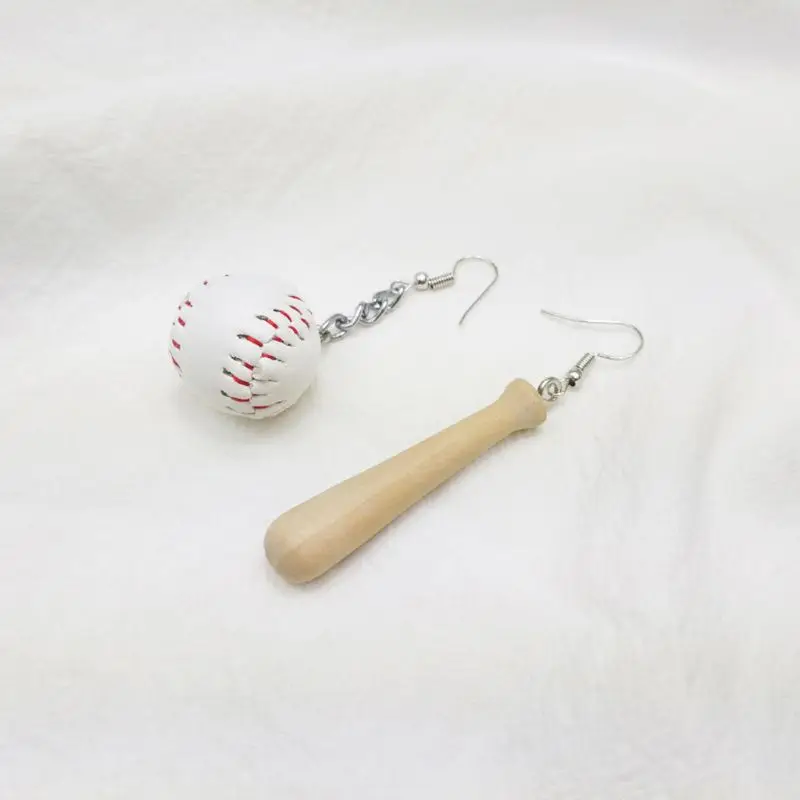 Odzież sportowa, Drewniane, Wiszące Kolczyki Asymetryczne Baseballowe Kolczyki biżuteria kobiece kolczyki