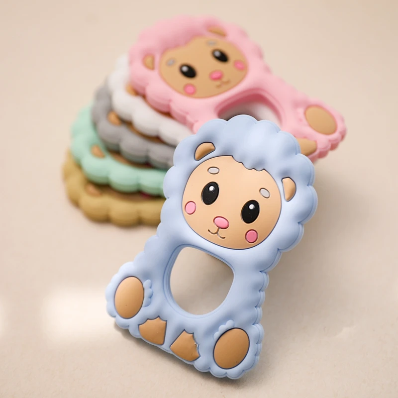 1szt Baby Teether Toy Cute Sheep Shape BPA-Free Food Grade Silicone Teether Tething Toy Baby Oral Care Product Nursing Accessory