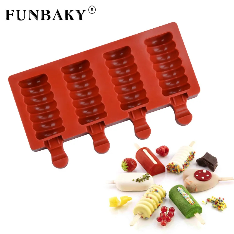 FUNBAKY DIY Popsicle Mold Ice Cream Tool Silikonowa Forma Kithchen Homemade Ice Tray Molds with Sticks Popsicle