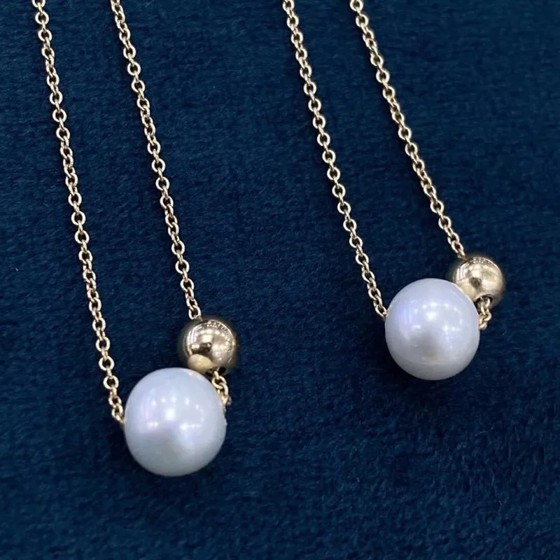 Darmowa wysyłka prosty pokój jednoosobowy, naturalny, biały okrągły kształt prawdziwa perła koralik customiz długość kobiet złota bransoletka-łańcuch ślub