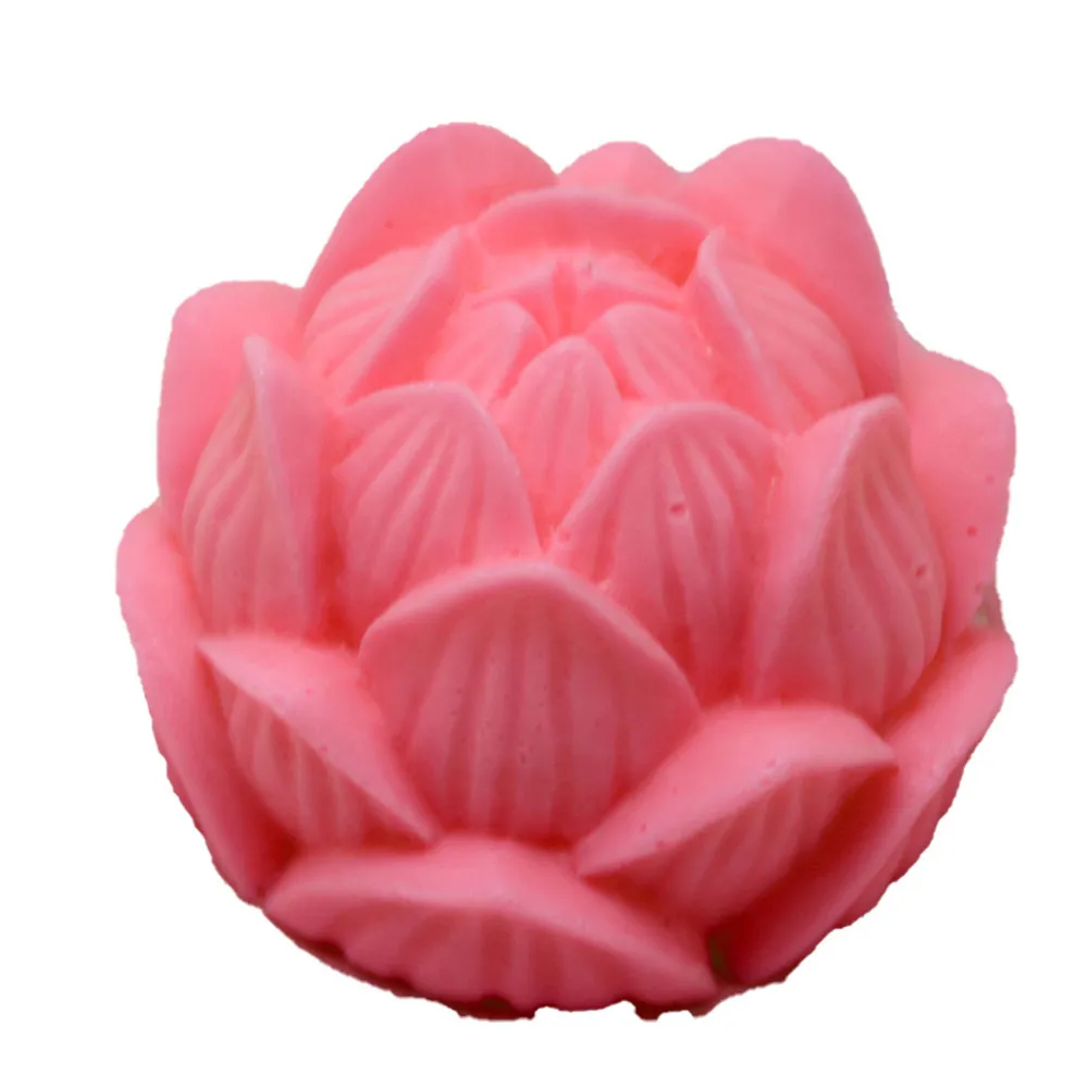 Aromaterapia vela molde de silicona 3D Lotus flor forma jabón molde de silicona para manualidades Peony jabón hecho a mano model