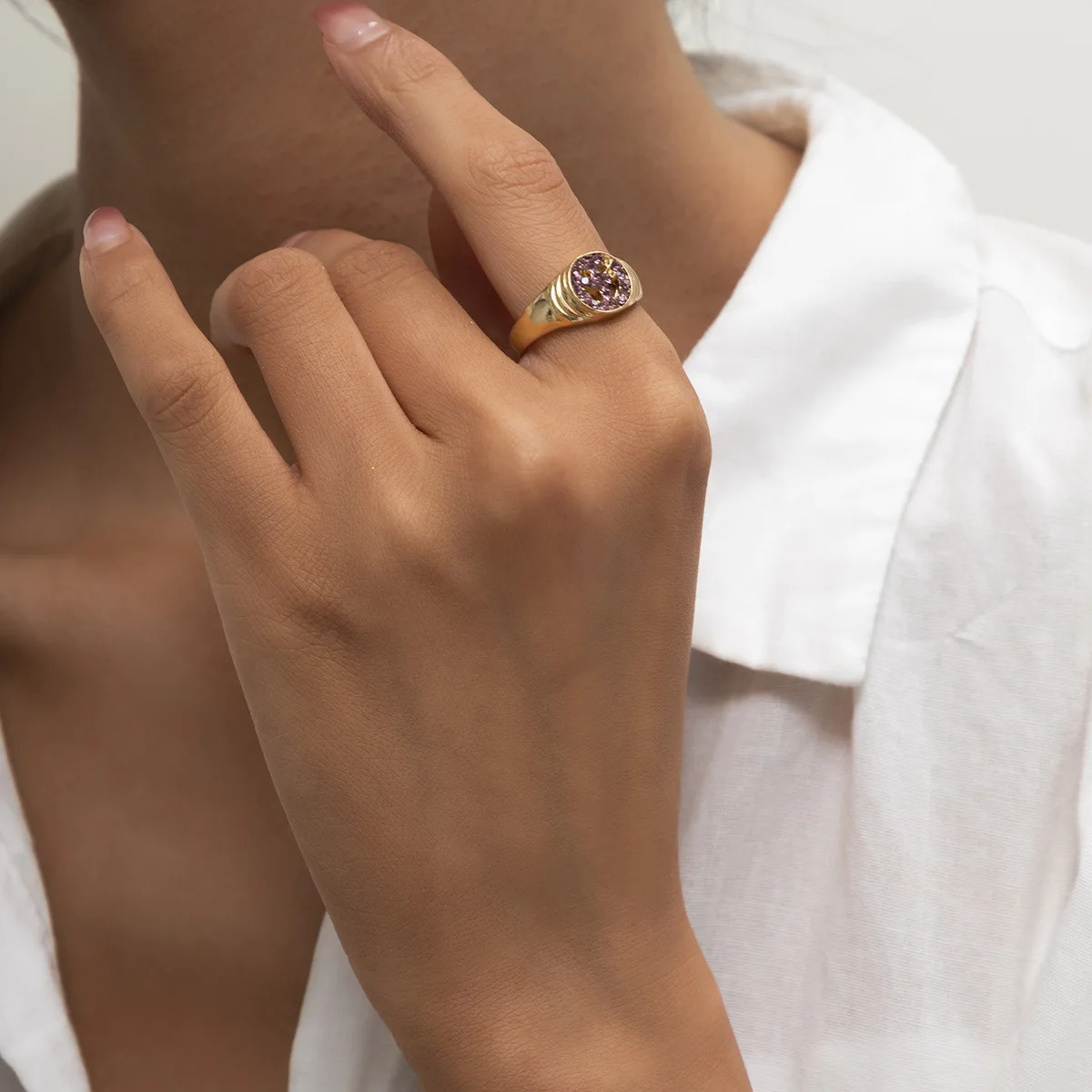 Moda Modne Nowe Romantyczny Kształt Serca Fuksja Kryształy Złote Pierścienie Na Palce Panie Obrączki Biżuteria Partii Prezenty Akcesoria
