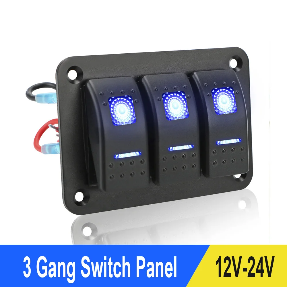 3 Gang Rocker Switch Panel 12 v/24 v Samochodowy Morskiej Przełącznik WŁ./WYŁ LED Wiązka Przewodów do Samochodu RV Truck Auto Accessories
