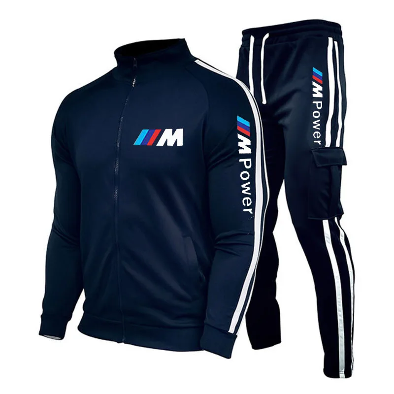 2021 nowe BMW M męski strój piłkarski zamek błyskawiczny bluza + spodnie dwie części codziennego sportowego stroju męska odzież sportowa siłownia firmowa odzież spo