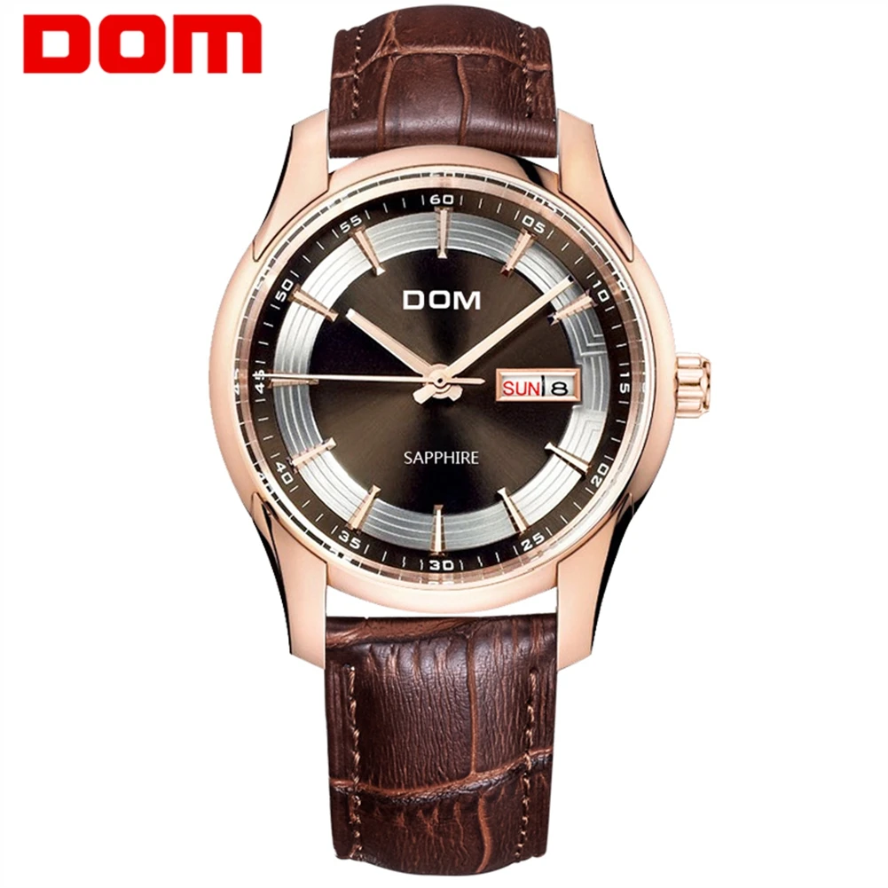 DOM Męskie Analogowy zegarek kwarcowy Zegarek ultra-Cienkie Zegarki z tarczą Skórzane Wodoodporne Modny Zegarek Prezent dla mężczyzny