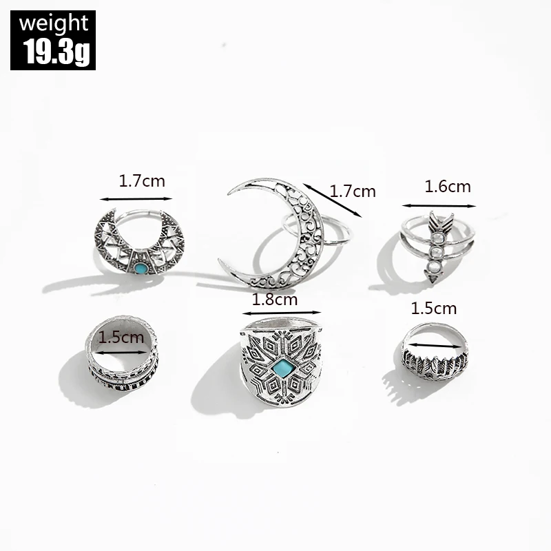 Vintage Ethnic Moon Leaf Woman Rings Silver 2021 Trend Geomtric Bohemia Knuckle Rings Party Supply Gift Unique Jewelry Female