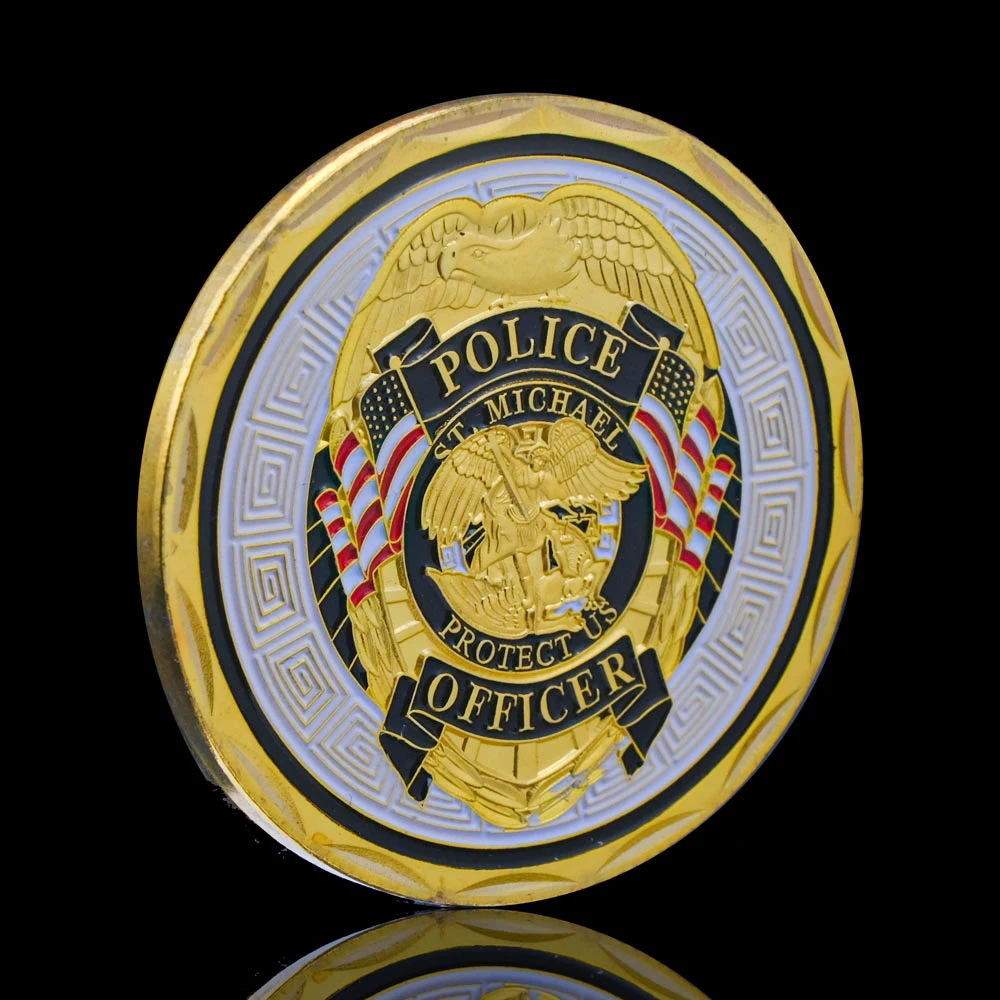 Pozłacane Święty Michał Archanioł Święty Policjant Wyzwanie Kolekcjonerska Moneta Pamiątki USA Prezent Medal Zabytkowe Monety