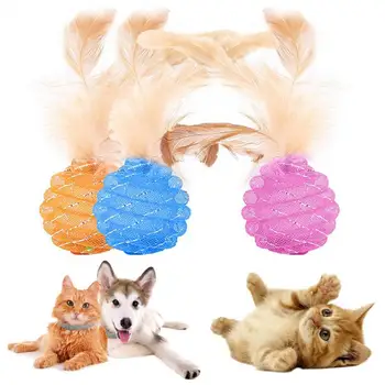 Nowy Interaktywny Cute Pet Zabawka Kot Cat Line Ball Feather Line Tube Ball Pet Toy Bouncing Sports Line Funny Cat Home Toy Supplies