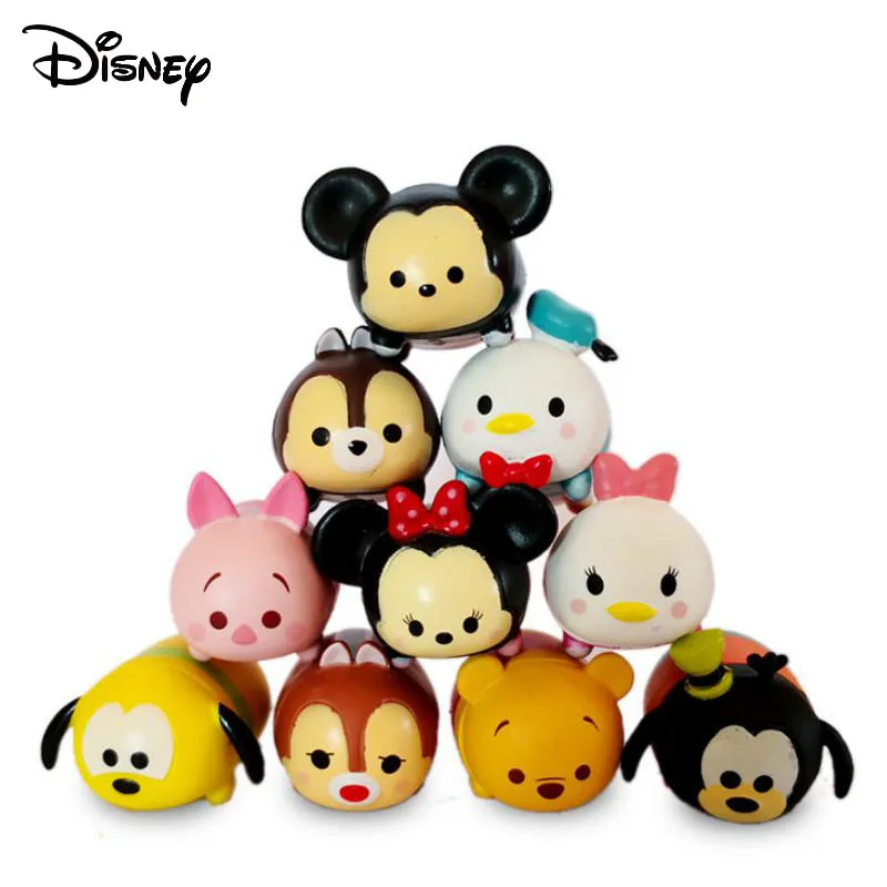 10 szt./kpl. Disney Mickey Mini Cartoon Animals Doll Toy Cute Car Accessories Fashion Action Figures Model Toy Gift For Kids Girls