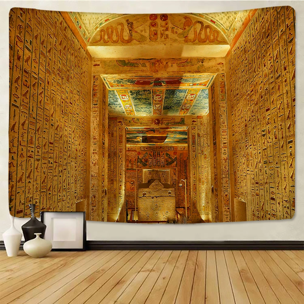 Starożytny egipski Malowane Tkaniny Ściany Faraon Wisi Zasłona Dywaniki Hippie Styl Tło Tkaniny Wystrój Domu 150x100cm/150x130cm
